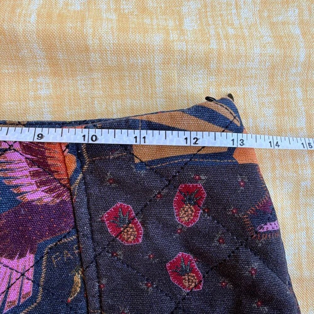 Farm Rio Anthropologie XS Quilted Mini Skirt Purple Orange Tigers - Picture 6 of 8